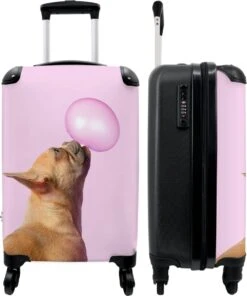 NoBoringSuitcases.com® Kinderkoffer - Hond - Dieren - Kauwgom - Roze - Kinderen - Trolley Kinderen - Past Binnen 55x40x20 Cm En 55x35x25 Cm - Reiskoffer Met Wielen - Koffertje -Trolley Winkel 1000x1200 1