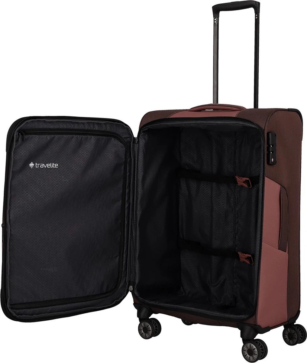 Travelite Zachte Koffer / Trolley / Reiskoffer - Viia - 67 Cm (medium) - Roze 4 Travelite Zachte Koffer / Trolley / Reiskoffer - Viia - 67 Cm (medium) - Roze - Afbeelding 2
