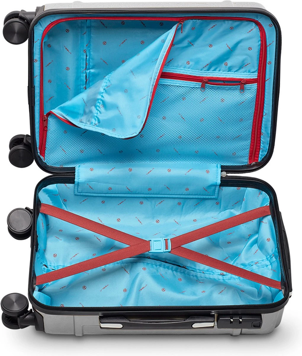 Tesla PC - Handbagage Koffer - 55x35x20 Cm - 4 Wielen - Zilver 5 Tesla PC - Handbagage Koffer - 55x35x20 Cm - 4 Wielen - Zilver - Afbeelding 3