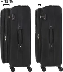 TravelZ Softspinner TSA Kofferset - 2-delig Handbagage + Grote Koffer 77cm - Dubbele Wielen - Zwart -Trolley Winkel 1050x1200 6