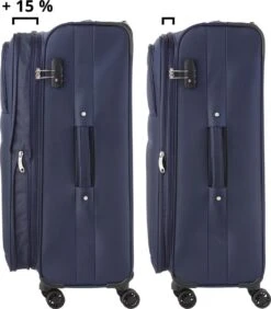 TravelZ Softspinner TSA Kofferset - 2-delig Handbagage + Grote Koffer 77cm - Dubbele Wielen - Blauw -Trolley Winkel 1052x1200 3