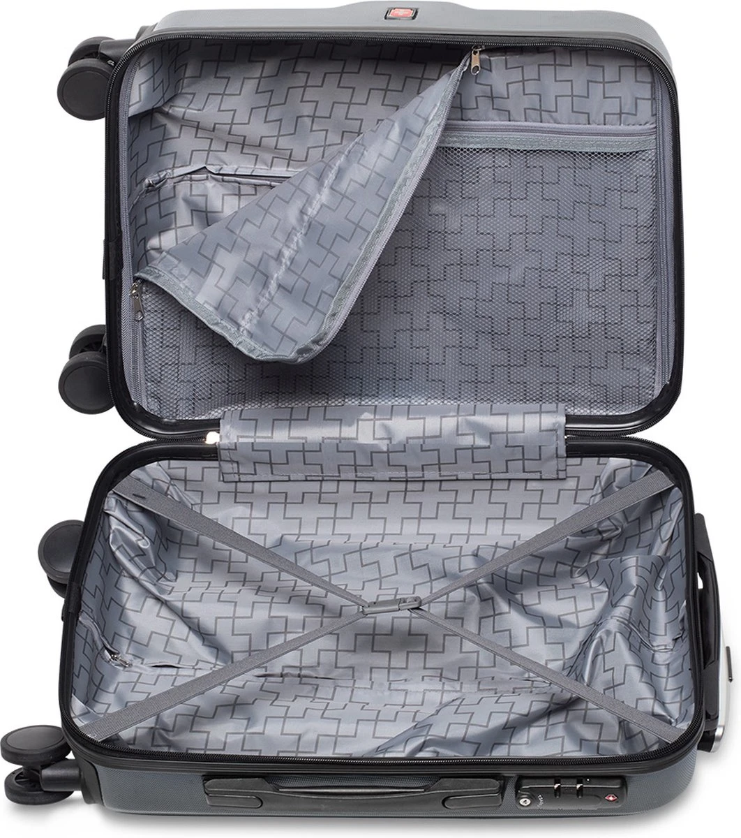 Swiss - Lausanne - Handbagage Koffer - 4 Wielen - TSA-Cijferslot - Grijs 4 Swiss - Lausanne - Handbagage Koffer - 4 Wielen - TSA-Cijferslot - Grijs - Afbeelding 2