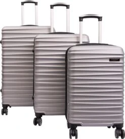 Tobeyz - Kofferset - 3-delig Grijs Handbagage - Verrijdbaar Op 4 Wielen - Stevig ABS - Lichtgewicht, Hardshell