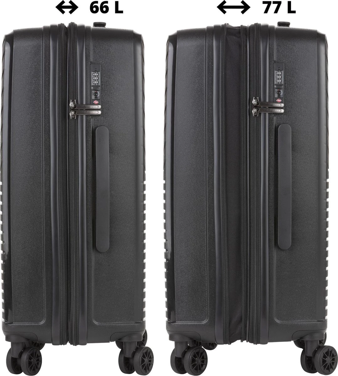 CarryOn Transport TSA Reiskoffer - Trolley 67cm Met Expander - OKOBAN - YKK Ritsen - Dubbele Wielen - Zwart 4 CarryOn Transport TSA Reiskoffer - Trolley 67cm Met Expander - OKOBAN - YKK Ritsen - Dubbele Wielen - Zwart - Afbeelding 2