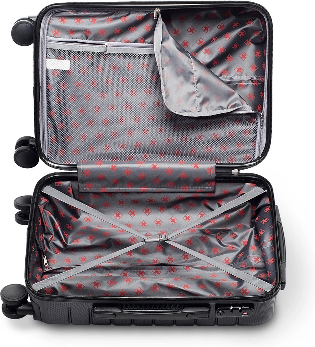 Swiss Alpine 2.0 - Handbagage Koffer - 55x35x20 Cm - 4 Wielen - Zwart 5 Swiss Alpine 2.0 - Handbagage Koffer - 55x35x20 Cm - 4 Wielen - Zwart - Afbeelding 3