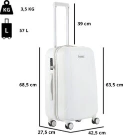 CarryOn Skyhopper Reiskoffer - 68.5cm TSA Trolley Met OKOBAN - Wit -Trolley Winkel 1092x1200
