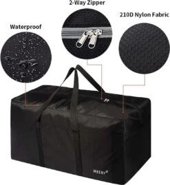 WEERY Reistas, 96L Grote Waterdichte Reistassen, Lichtgewicht Opvouwbare Plunjezakken Voor Weekenders Heren Dames, Zwart -Trolley Winkel 1101x1200 1