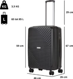 CarryOn Transport TSA Reiskoffer - Trolley 67cm Met Expander - OKOBAN - YKK Ritsen - Dubbele Wielen - Zwart 16 CarryOn Transport TSA Reiskoffer - Trolley 67cm Met Expander - OKOBAN - YKK Ritsen - Dubbele Wielen - Zwart -Trolley Winkel 1103x1200 3