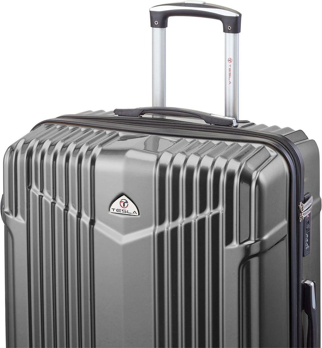 Tesla PC - Reiskoffer - 75 Cm - 4 Wielen - Grijs 6 Tesla PC - Reiskoffer - 75 Cm - 4 Wielen - Grijs - Afbeelding 4