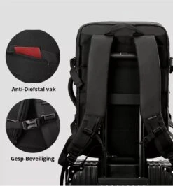 HEANVER Travel Elite - Reistas Handbagage - Weekendtas - 17inch Laptop Rugzak - Backpack Waterafstotend - 30L / 60 Liter Tas - Zwart / Antraciet -Trolley Winkel 1114x1200 2