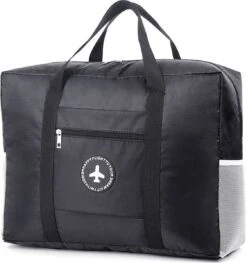 Merkloos Duurzame Reistas Voor Weekendjes Weg - Waterdicht - Met Handige Insteekvakken - Zwart