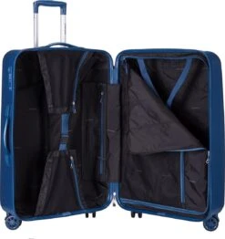 Decent Tranporto-One Medium Koffer - 66 Cm - TSA Slot - Dark Blue -Trolley Winkel 1130x1200