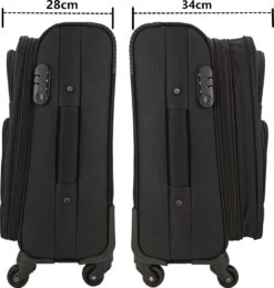 SB Travelbags Bagage Stoffen Koffer 75cm 4 Wielen Trolley - Zwart 11 SB Travelbags Bagage Stoffen Koffer 75cm 4 Wielen Trolley - Zwart -Trolley Winkel 1145x1200 3
