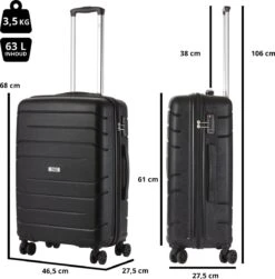 TravelZ Big Bars Reiskoffer 68 Cm Met Dubbele Wielen - Trolley Koffer Met TSA-slot - Zwart -Trolley Winkel 1183x1200 1