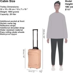 New Rebels® Harper Reistas / Weekendtas Geschikt Voor Handbagage - Waterafstotend Polyutheraan - Trolley Met Wielen En Reflectiedetails - Oud Roze - 29L -Trolley Winkel 1189x1200 1