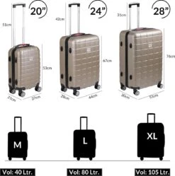 Monazana – Kofferset Exopack - 3-delig –TSA Slot – Wielen - Champagne -Trolley Winkel 1189x1200 5