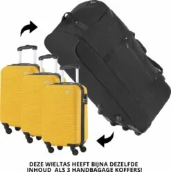 TravelZ Opvouwbare Wieltas | Reistas Op Wielen | 100 Liter | Verbeterd 2022 Model | Zwart -Trolley Winkel 1193x1200 11