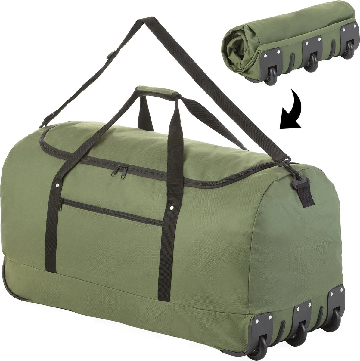 TravelZ Opvouwbare Wieltas | Reistas Op Wielen | 100 Liter | Verbeterd 2022 Model | Groen 3 TravelZ Opvouwbare Wieltas | Reistas Op Wielen | 100 Liter | Verbeterd 2022 Model | Groen