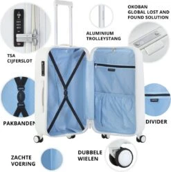 CarryOn Skyhopper Reiskoffer - 78cm TSA Trolley Met OKOBAN - Dubbele Wielen - Wit 13 CarryOn Skyhopper Reiskoffer - 78cm TSA Trolley Met OKOBAN - Dubbele Wielen - Wit -Trolley Winkel 1197x1200 2
