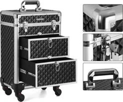 Cosmetic Case Trolley - Professionele Make-up Case - Kapperskoffer Met 4 Uitneembare Wielen -Trolley Winkel 1200x1003