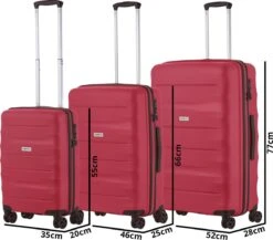 CarryOn Porter ® Kofferset - TSA Trolleyset 3-delig Met OKOBAN - Dubbele Wielen - Rood -Trolley Winkel 1200x1052