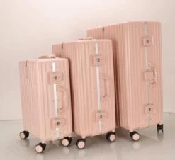 TOP AA Reis Kofferset - Trolleyset 3-delig Met TSA Slot Aluminum Frame, Kleine Cabine En Groot, ABS Luggage, (20+24+28 Inches 3 Pc Set), Roze/pink -Trolley Winkel 1200x1099
