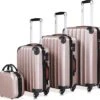 Monzana Hardcase Kofferset 4 Delig - Baseline Beautycase/M/L/XL - Rosé -Trolley Winkel 1200x1110 1