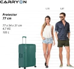CarryOn Protector Luxe Grote Reiskoffer - Trolley 77cm Met TSA-klikslot - Ultrasterk - Groen -Trolley Winkel 1200x1117