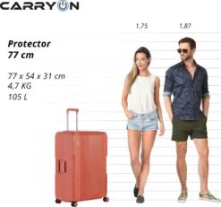 CarryOn Protector Luxe Grote Reiskoffer - Trolley 77cm Met TSA-klikslot - Ultrasterk - Terra -Trolley Winkel 1200x1120