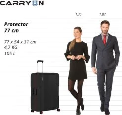 CarryOn Protector Luxe Grote Reiskoffer - Trolley 77cm Met TSA-klikslot - Ultrasterk - Zwart -Trolley Winkel 1200x1130 3