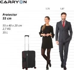 CarryOn Protector Luxe Handbagage Koffer - Trolley 55cm Met TSA-slot En Clipsluiting - Zwart -Trolley Winkel 1200x1130 7