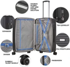 CarryOn Transport TSA Reiskoffer - Trolley 67cm Met Expander - OKOBAN - YKK Ritsen - Dubbele Wielen - Zwart 13 CarryOn Transport TSA Reiskoffer - Trolley 67cm Met Expander - OKOBAN - YKK Ritsen - Dubbele Wielen - Zwart -Trolley Winkel 1200x1140 3