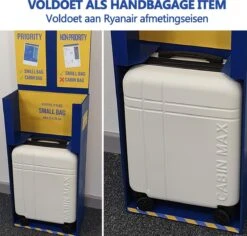 CabinMax Velocity Handbagage Koffer - Uitbreidbaar Trolley 44L - Harde Reiskoffer - 55x40x20/25 Cm - Lichtgewicht - Groot Capaciteit - Wit -Trolley Winkel 1200x1148 2