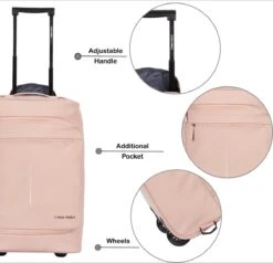 New Rebels® Harper Reistas / Weekendtas Geschikt Voor Handbagage - Waterafstotend Polyutheraan - Trolley Met Wielen En Reflectiedetails - Oud Roze - 29L -Trolley Winkel 1200x1154