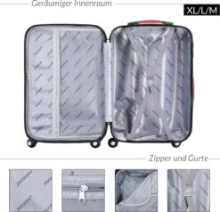Monzana Hardcase Kofferset Baseline – 3 Stuks M/L/XL - Zwart -Trolley Winkel 1200x1158 5