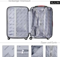 Monzana Hardcase Kofferset 4 Delig - Baseline Beautycase/M/L/XL - Rosé -Trolley Winkel 1200x1158 8
