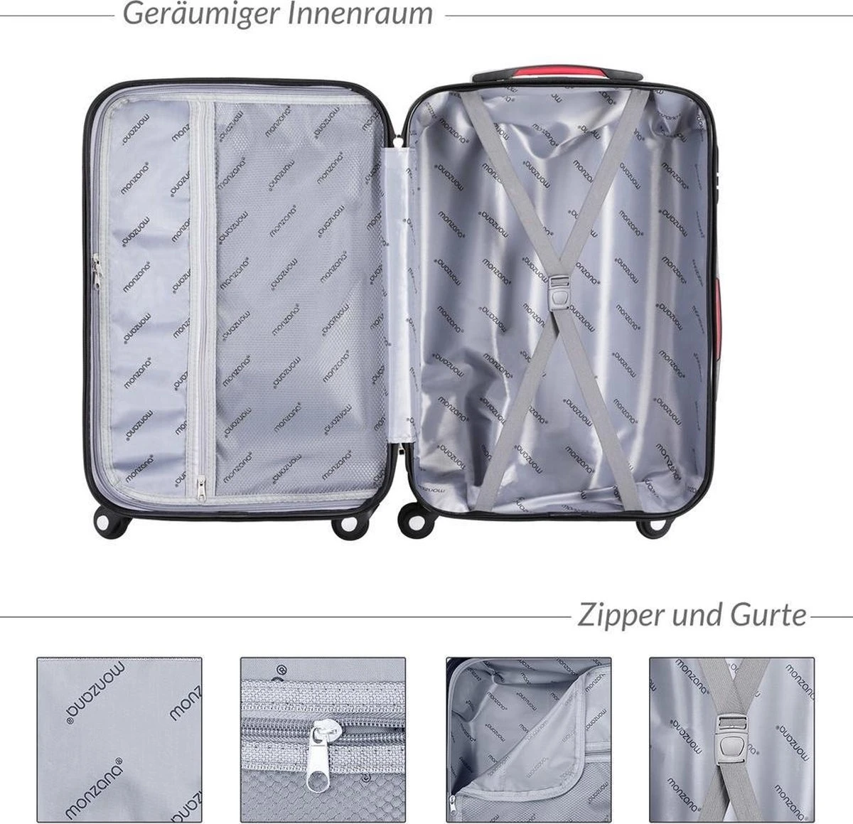 Monzana Koffer Hardcase - Basislijn / M - Zwart 4 Monzana Koffer Hardcase - Basislijn / M - Zwart - Afbeelding 2