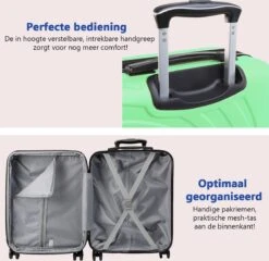CabinMax Velocity Handbagage Koffer - Uitbreidbaar Trolley 44L - Harde Reiskoffer - 55x40x20/25 Cm - Lichtgewicht - Groot Capaciteit - Mint Groen -Trolley Winkel 1200x1165