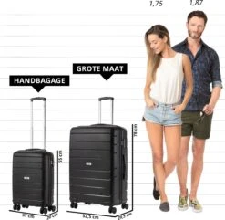 TravelZ Big Bars Kofferset - Trolleyset TSA 2-delig - Handbagage En Groot - Zwart -Trolley Winkel 1200x1169 15