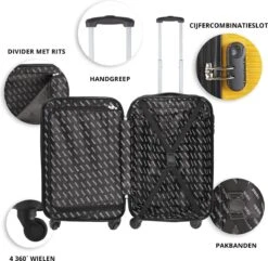 TravelZ Horizon Handbagagekoffer - 54cm Handbagage Trolley Met Gevoerde Binnenkant - Geel -Trolley Winkel 1200x1169 23