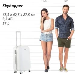 CarryOn Skyhopper Reiskoffer - 68.5cm TSA Trolley Met OKOBAN - Wit -Trolley Winkel 1200x1180 1