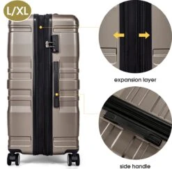 Merax 3-delig Kofferset Met TSA Slot - Trolleyset ABS 40L, 70L & 110 Liter - Goud 16 Merax 3-delig Kofferset Met TSA Slot - Trolleyset ABS 40L, 70L & 110 Liter - Goud -Trolley Winkel 1200x1180 4