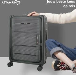Asyam Units- Handbagage- Invouwbaar- Koffer- Koffer 38L- Spinner Wielen- TSA Slot- Lichtgewicht- Zwart -Trolley Winkel 1200x1180 8