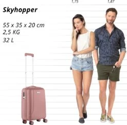 CarryOn Skyhopper Handbagage Koffer 55cm – TSA Trolley - Old Pink -Trolley Winkel 1200x1180 9