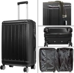 Travelsuitcase - Parma- Ruimbagage Reiskoffer - Polycarbonaat- Zwart - Hoogglans - Maat L / 93 Liter -Trolley Winkel 1200x1184 2