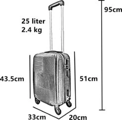 Handbagage Koffer 51cm 4 Wielen Trolley - Zilver -Trolley Winkel 1200x1186 1
