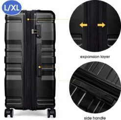 Merax 3-delig Kofferset Met TSA Slot - Trolleyset ABS 40L, 70L & 110 Liter - Zwart -Trolley Winkel 1200x1186