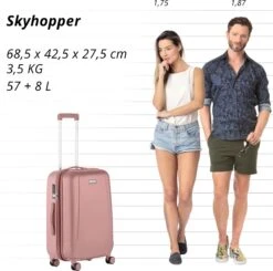 CarryOn Skyhopper Reiskoffer - 68.5cm TSA Trolley Met Expander En OKOBAN - Roze -Trolley Winkel 1200x1192