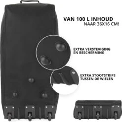 TravelZ Opvouwbare Wieltas | Reistas Op Wielen | 100 Liter | Verbeterd 2022 Model | Zwart -Trolley Winkel 1200x1196 2
