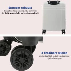 CabinMax Velocity Handbagage Koffer - Uitbreidbaar Trolley 44L - Harde Reiskoffer - 55x40x20/25 Cm - Lichtgewicht - Groot Capaciteit - Wit -Trolley Winkel 1200x1198 4